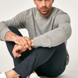 MARCUS SLIM STRAIGHT LEG IN NAVY FEATHER TWEED