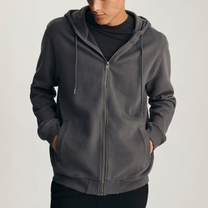 FULL ZIP HOODIE IN ASPHALT