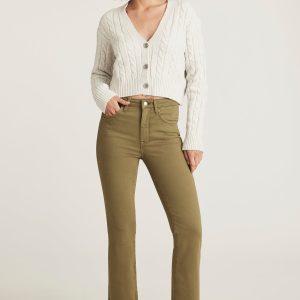 ANIKA CROPPED FLARE IN OLIVE FLEX BLUE