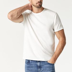 RAW EDGE NECK T-SHIRT IN BLANC DE BLANC