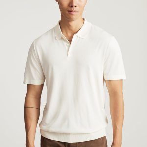 EDITION SHORT SLEEVE POLO SWEATER IN ANTIQUE WHITE