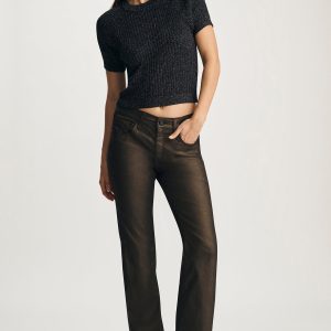 VICKY BOOTCUT IN BROWN SHINY GOLD PREMIUM