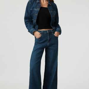 CATHY WIDE LEG IN DARK BLUE DENIM