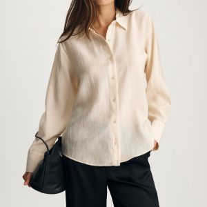 LUXE TOUCH TENCEL™ BUTTON-UP SHIRT IN WHITECAP GREY