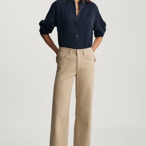 ALENA WIDE LEG IN FRENCH BEIGE SATEEN