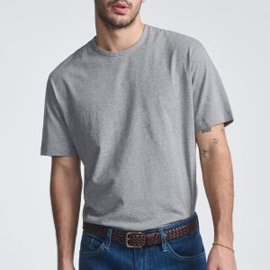 SHORT SLEEVE CREW NECK T-SHIRT IN GREY MELANGE