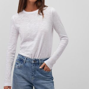 LONG SLEEVE CREW NECK T-SHIRT IN WHITE