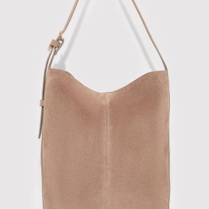 SUEDE BUCKET BAG IN SILVER MINK
