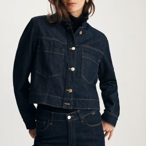 TANYA DENIM JACKET IN DARK BLUE SHINY GOLD PREMIUM