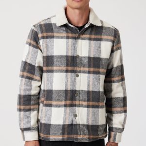 PLAID SHACKET IN GRAY CHECK