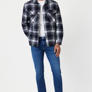 MARCUS SLIM STRAIGHT LEG IN DARK BRUSHED FEATHER BLUE