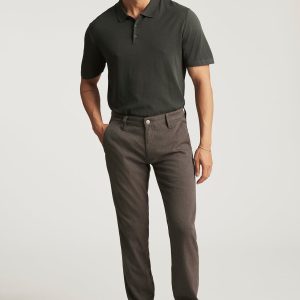 MILTON SLIM STRAIGHT CHINO IN BROWN FEATHER TWEED