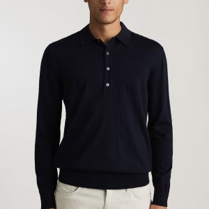 EDITION WOOL POLO SWEATER IN TOTAL ECLIPSE